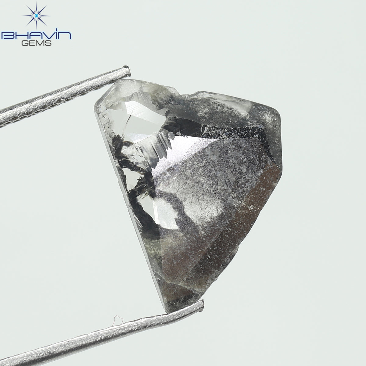 2.08 CT スライス シェイプ ナチュラル ダイヤモンド ソルト アンド ペッパー カラー I3 クラリティ (12.60 MM)