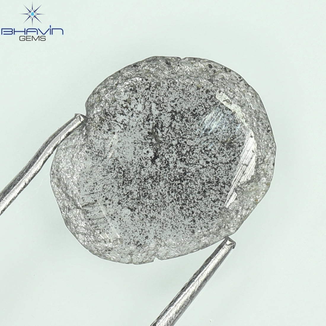 0.92 CT スライス形状 天然ダイヤモンド ソルト アンド ペッパー カラー I3 クラリティ (10.75 MM)