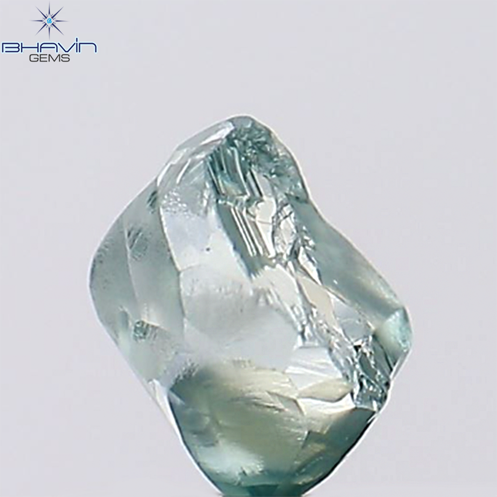 0.57 CT Rough Natural Diamond Enhanced Greenish Blue Color Clarity VS2 (4.54 MM)