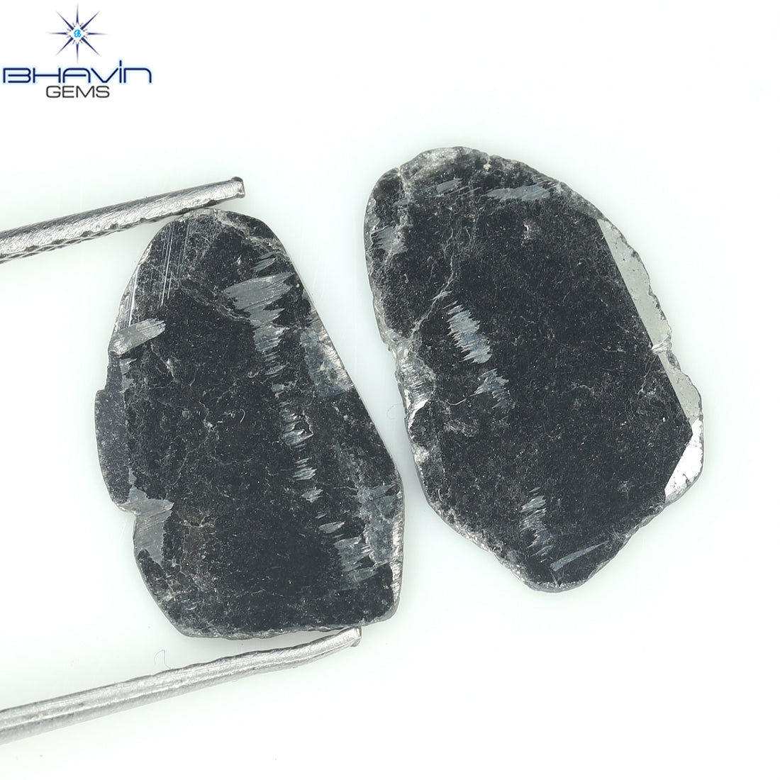2.54 CT/2 ピース スライス シェイプ ナチュラル ダイヤモンド ブラック カラー I3 クラリティ (13.15 MM)