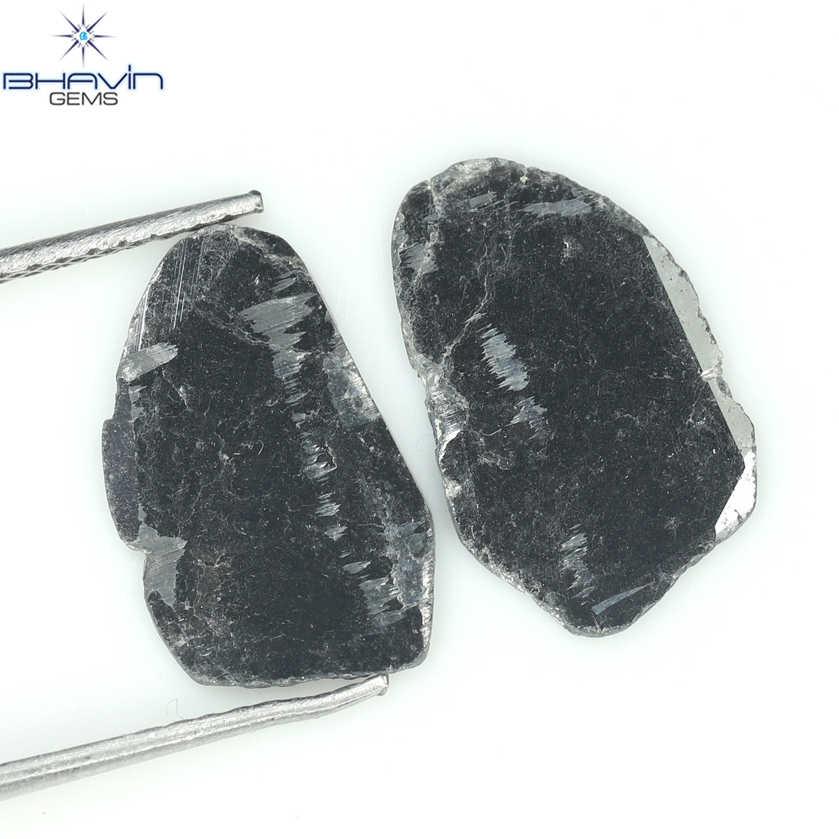 2.54 CT/2 ピース スライス シェイプ ナチュラル ダイヤモンド ブラック カラー I3 クラリティ (13.15 MM)