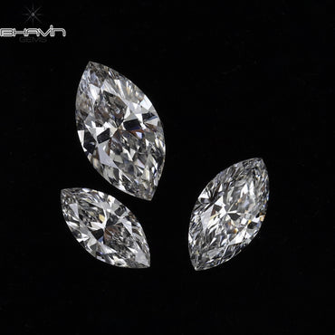 0.26 CT/3 ピース マーキス シェイプ ナチュラル ダイヤモンド ホワイト カラー SI クラリティ (4.97 MM)