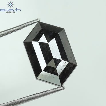 2.37 CT ヘキサゴン シェイプ ナチュラル ルース ダイヤモンド ナチュラル ブラック (ソルト アンド ペッパー) カラー I3 クラリティ (11.66 MM)