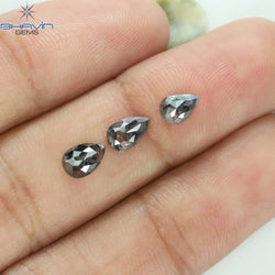 1.25 CT/3 Pcs Pear Shape Natural Loose Diamond Salt And Pepper Color I3 Clarity (6.20 MM)