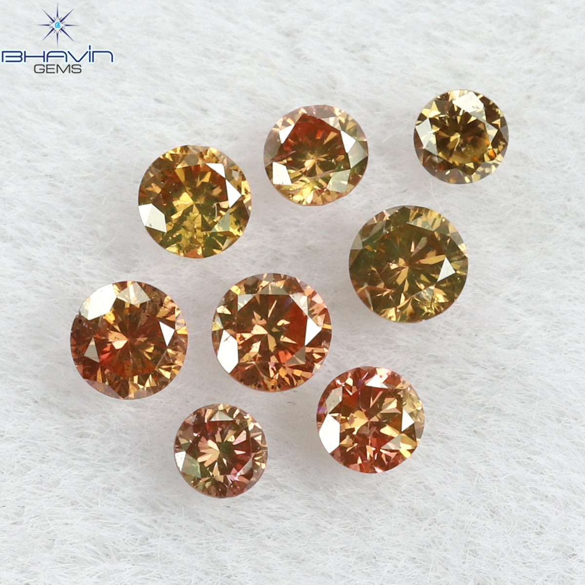 0.18 CT/8 Pcs Natural Round Diamond Enhanced Pink Color Clarity SI (1.90 MM)