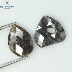 2.54 CT (2 個) ペアシェイプ ナチュラル ダイヤモンド ブラウン カラー I3 クラリティ (8.78 MM)