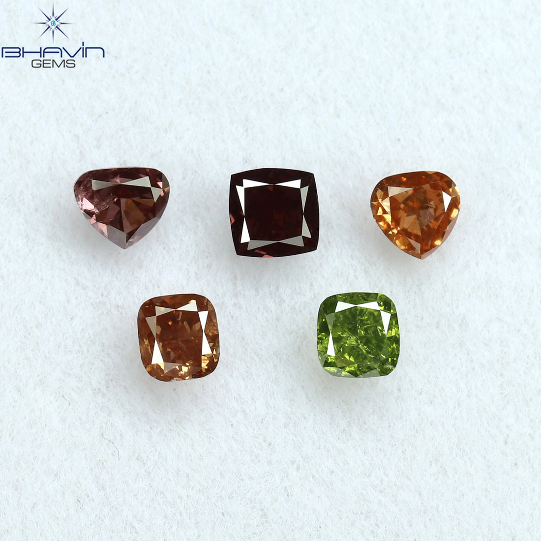 0.59 CT/5 ピース ミックス シェイプ ナチュラル ダイヤモンド ミックス カラー SI1 クラリティ (2.78 MM)