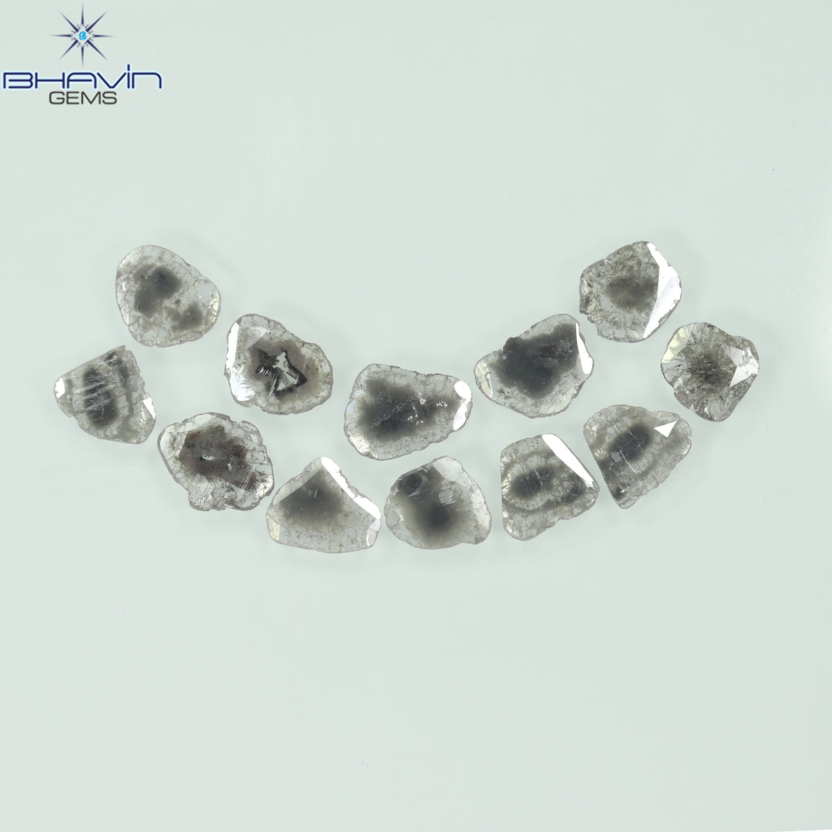4.05 CT (12 Pcs) Slice Natural Diamond Salt And Pepper Color Clarity I3 (8.26 MM)