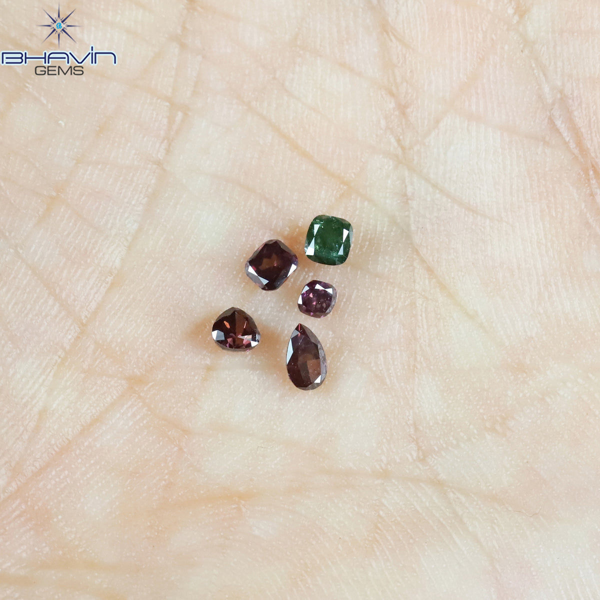 0.56 CT/5 Pcs Natural Mix Diamond Enhanced Pink Color Clarity SI2 (4.05 MM)