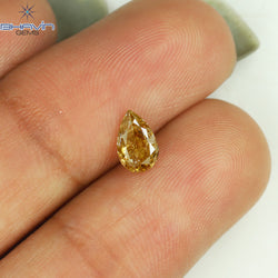 0.45 CT Pear Shape Natural Diamond Orange Color I3 Clarity (6.53 MM)