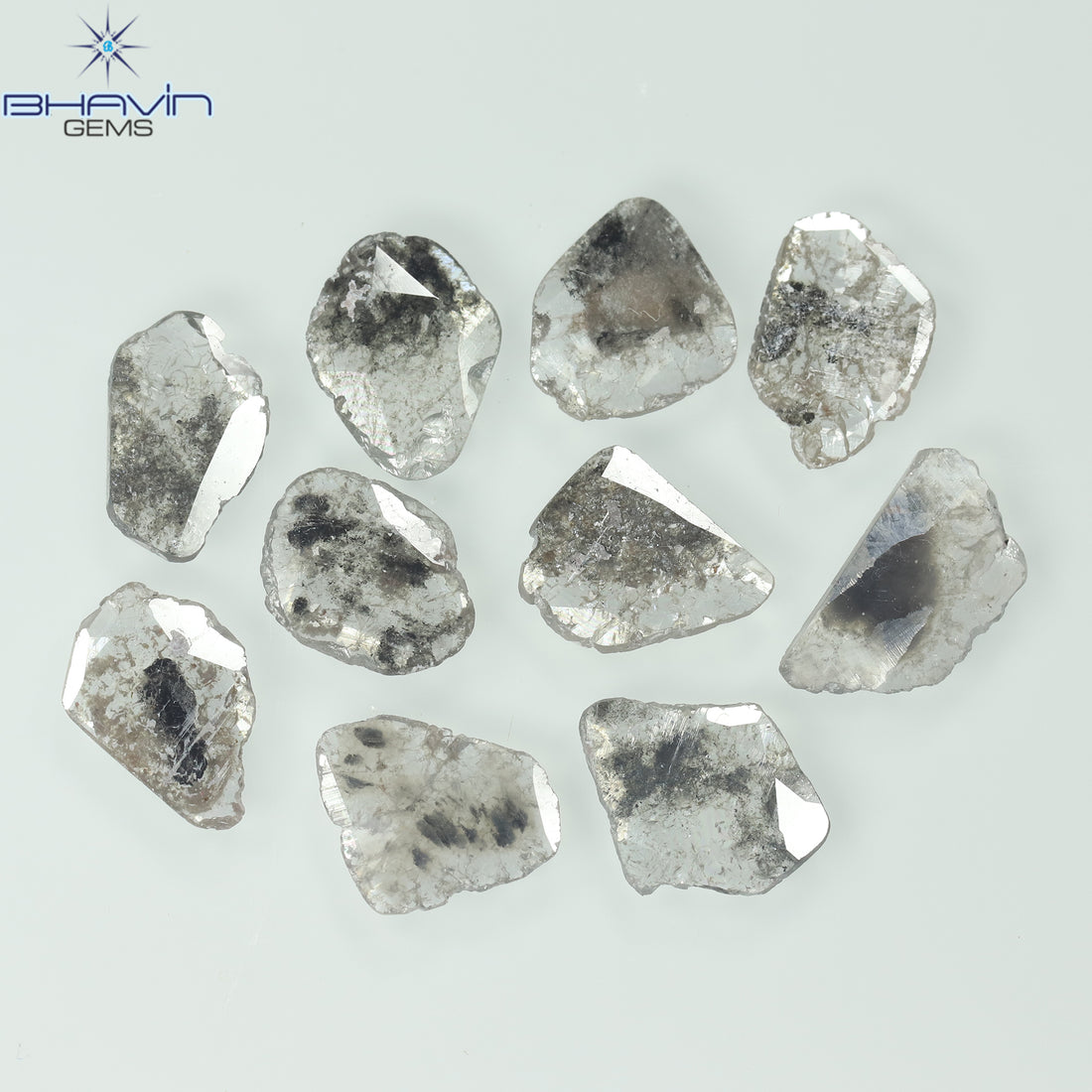 3.64 CT (10 Pcs) Slice Natural Diamond Salt And Pepper Color Clarity I3 (9.10 MM)
