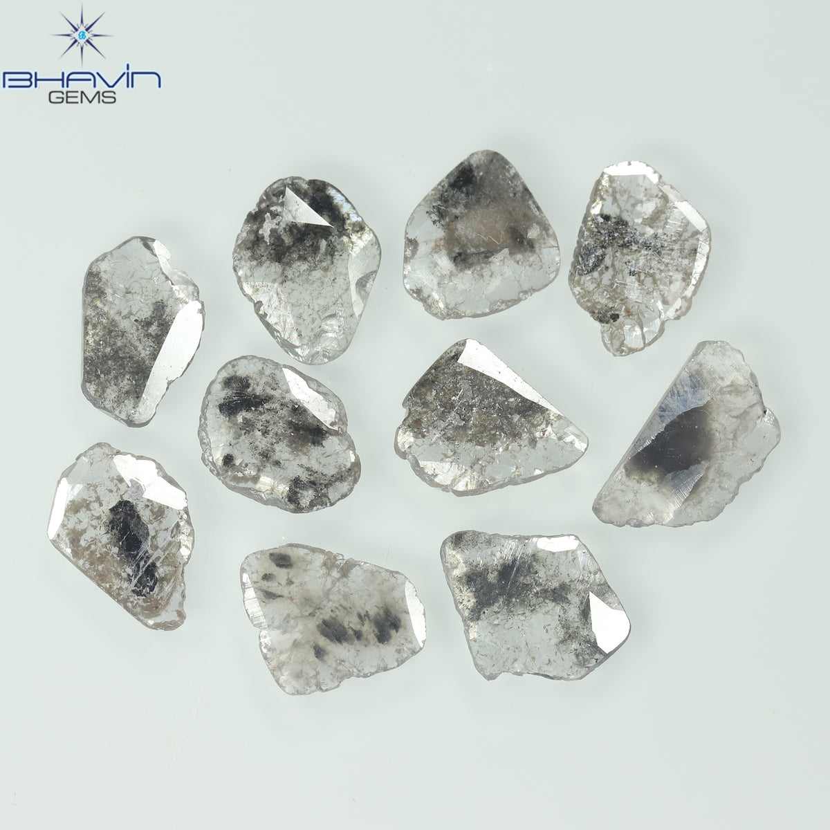 3.64 CT (10 Pcs) Slice Natural Diamond Salt And Pepper Color Clarity I3 (9.10 MM)