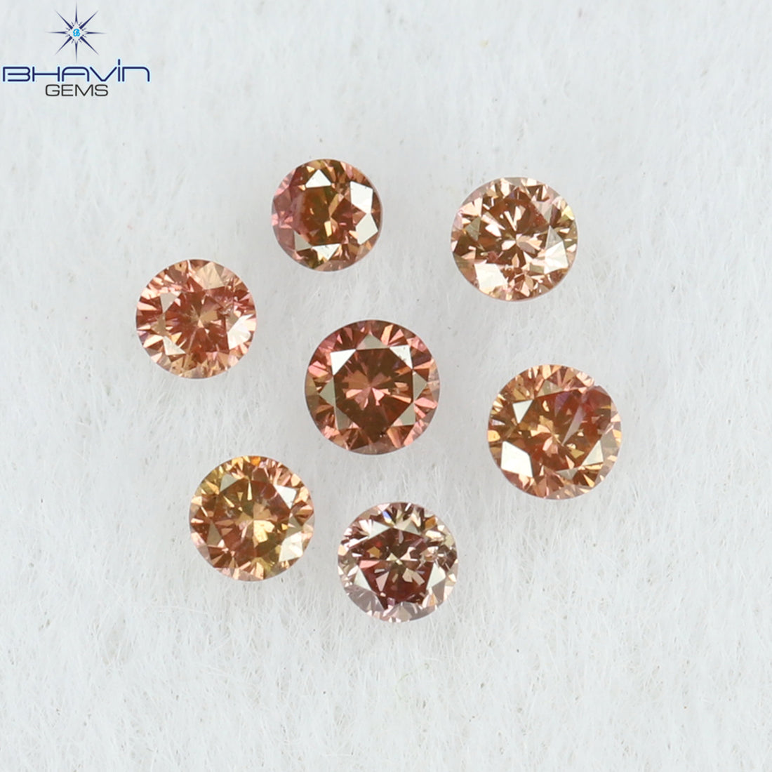 0.08 CT/7 ピース ラウンド シェイプ ナチュラル ルース ダイヤモンド ピンク カラー SI クラリティ (1.50 MM)