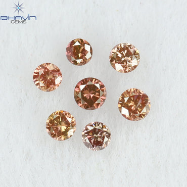 0.08 CT/7 Pcs Round Shape Natural Loose Diamond Pink Color SI Clarity (1.50 MM)