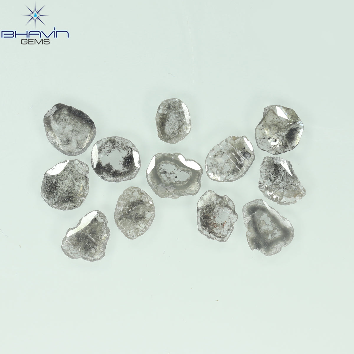 4.32 CT (12 Pcs) Slice Natural Diamond Salt And Pepper Color Clarity I3 (7.74 MM)