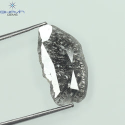 1.23 CT スライス形状 天然ダイヤモンド ソルト アンド ペッパー カラー I3 クラリティ (14.00 MM)
