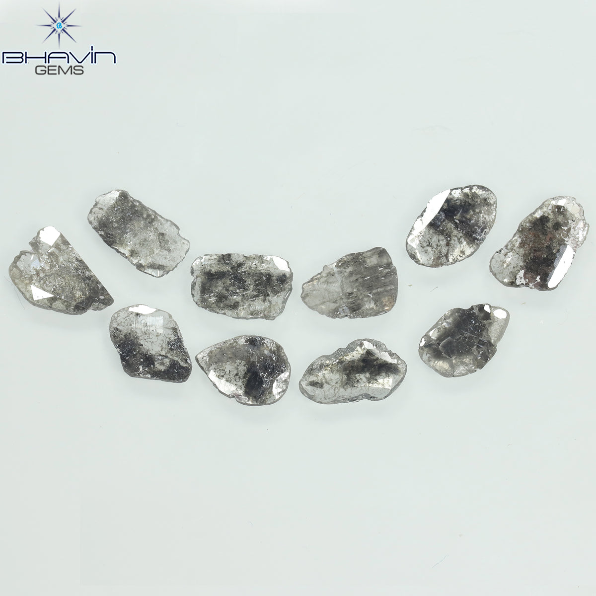 5.60 CT/10 個スライス ダイヤモンド ソルト アンド ペッパー カラー クラリティ I3 (10.17 MM)