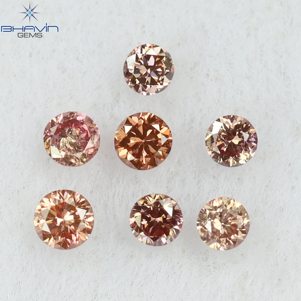 0.08 CT/7 個ラウンド シェイプ ナチュラル ルース ダイヤモンド ピンク色 VS-SI クラリティ (1.50 MM)