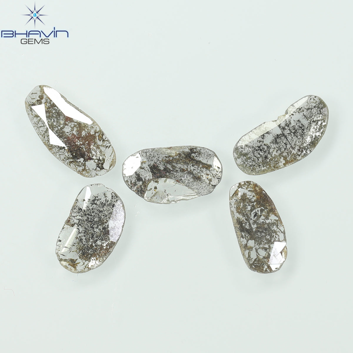 1.75 CT (5 Pcs) Slice Natural Diamond Salt And Pepper Color Clarity I3 (10.45 MM)