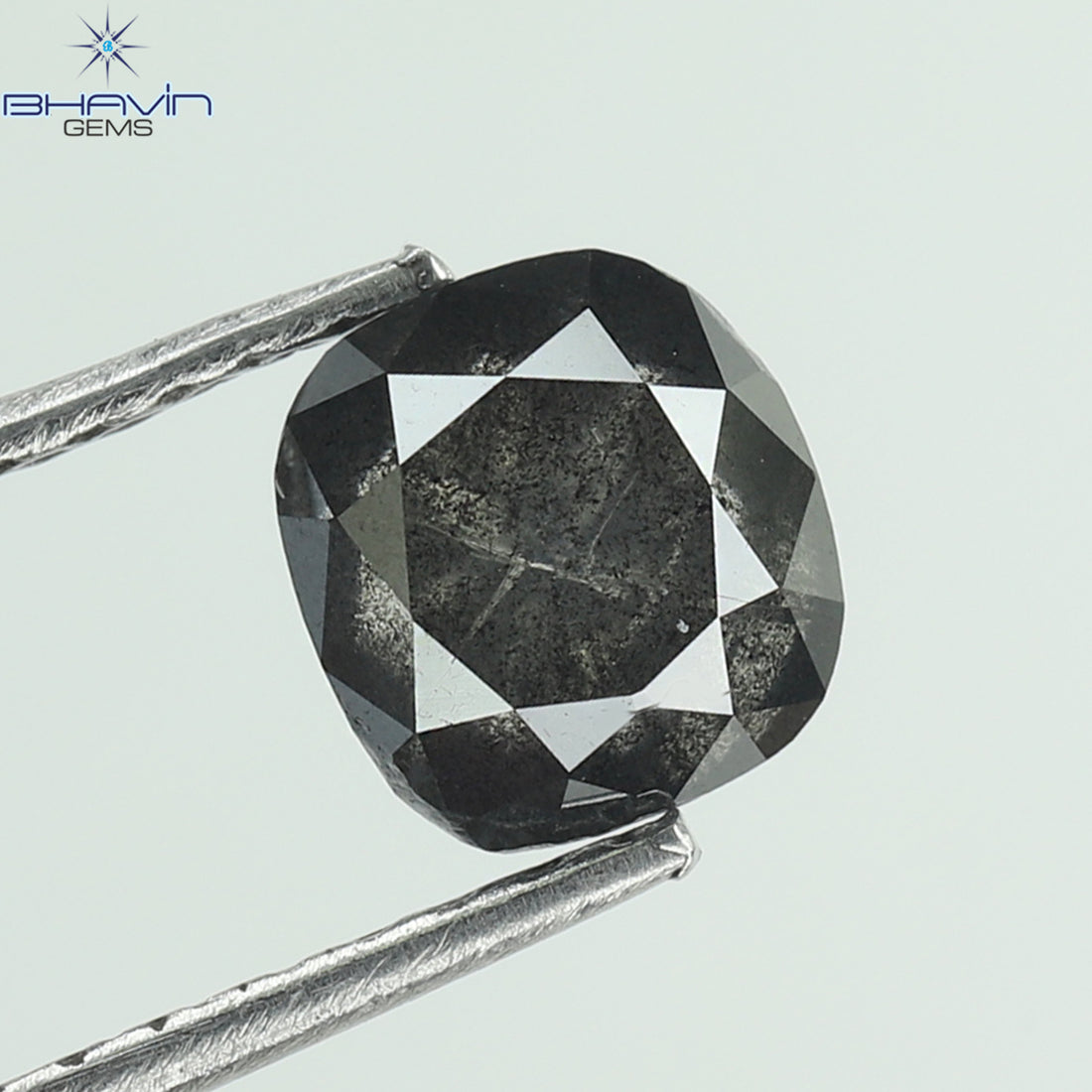 1.11 CT Natural Cushion Diamond Salt And Pepper Color Clarity I3 (5.59 MM)