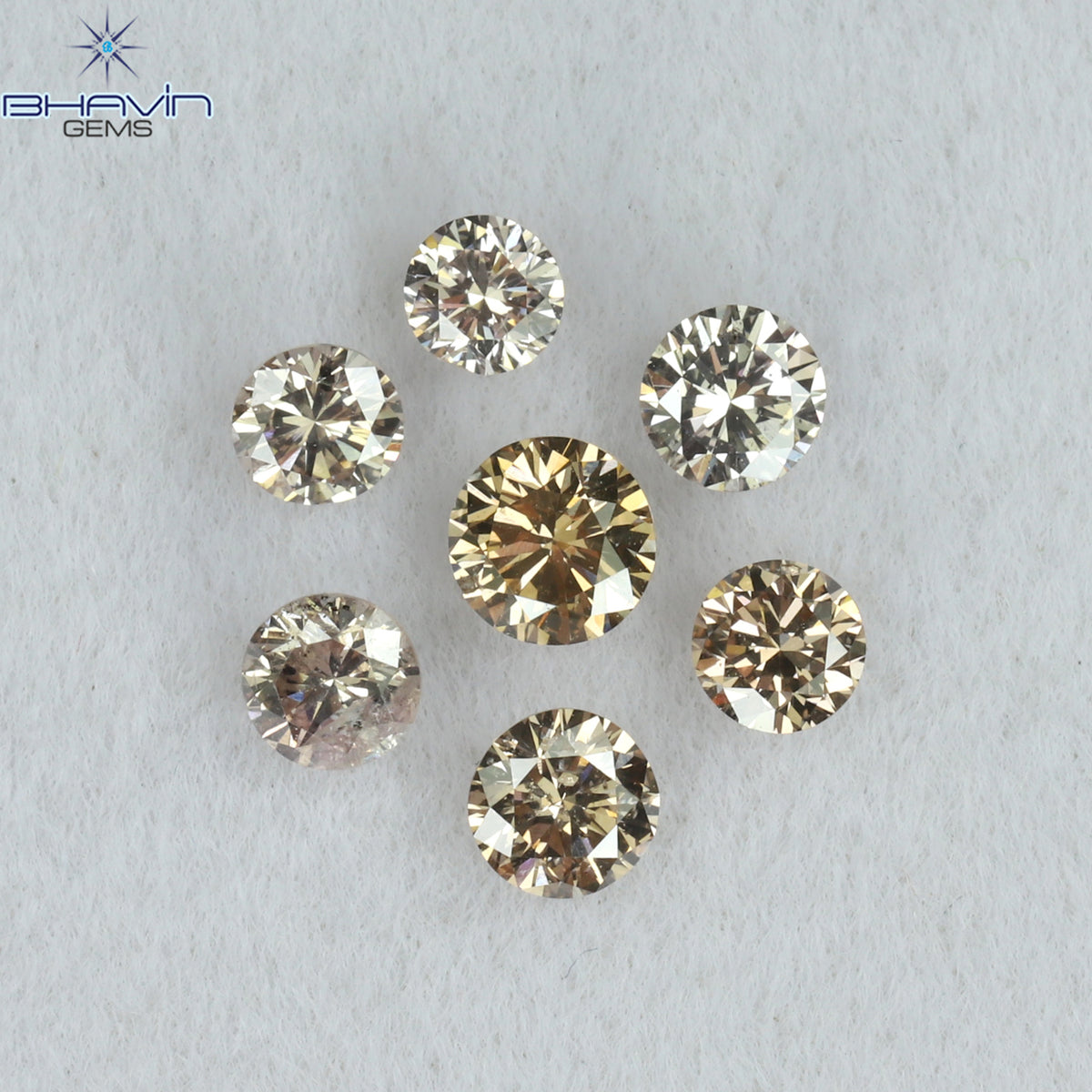 0.56 CT/7 Pcs Natural Round Diamond Brown Pink (Argyle) Color Clarity VS2 (3.20 MM)