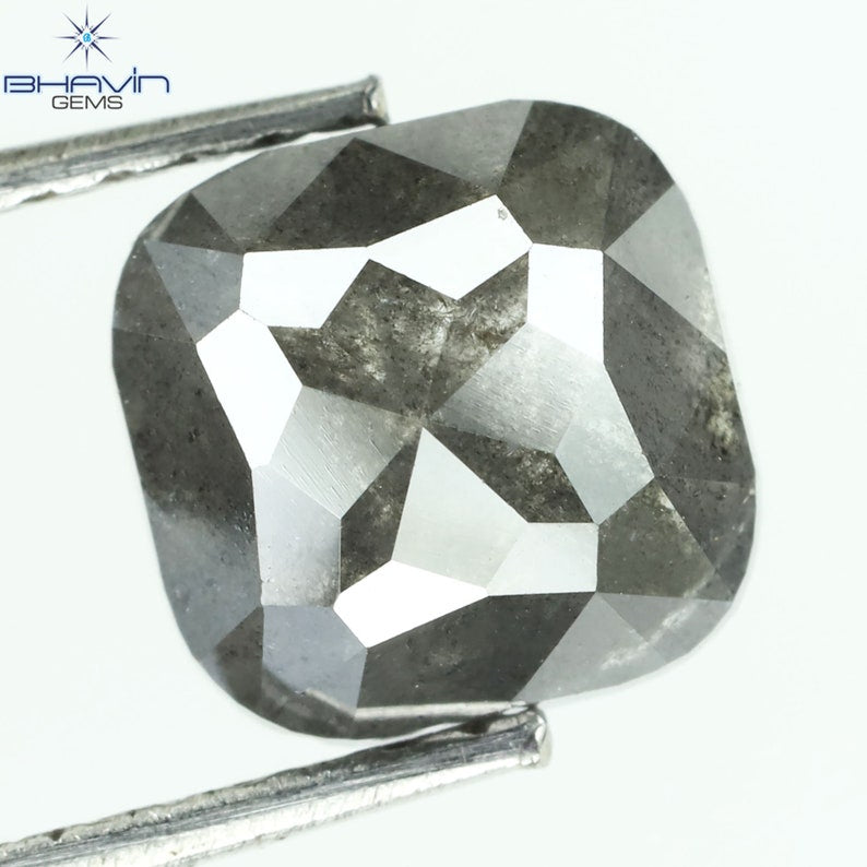 2.22 CT Cushion Natural Salt and Pepper Color Diamond Clarity I3 (6.95 MM)
