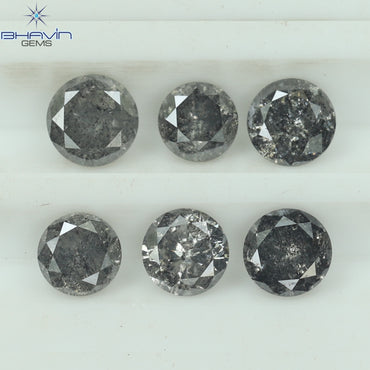 1.05 CT/6 Pcs Round Shape Natural Loose Diamond Salt And pepper Color I3 Clarity (3.64 MM)