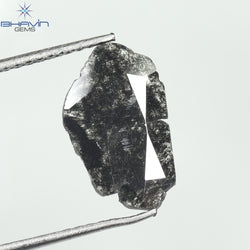 1.12 CT スライス シェイプ ナチュラル ダイヤモンド ソルト アンド ペッパー カラー I3 クラリティ (13.00 MM)
