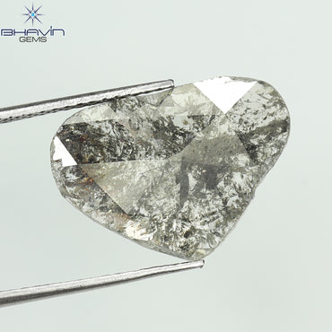 3.50 CT Heart Slice Shape Natural Diamond Salt And Pepper Color I3 Clarity (14.31 MM)