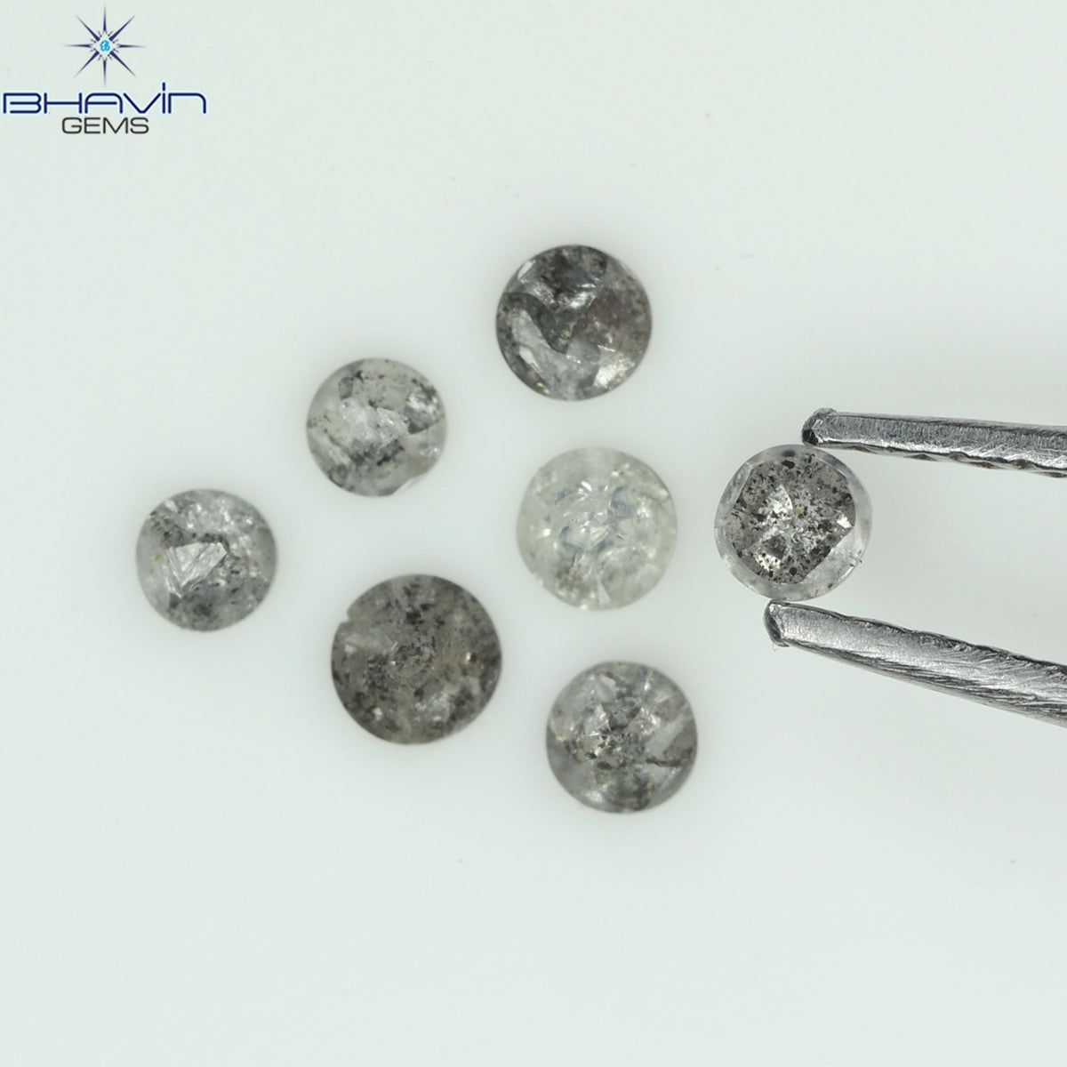 0.31 CT/7 Pcs Natural Uncut Diamond Salt And Pepper Color Clarity I3 (2.28 MM)