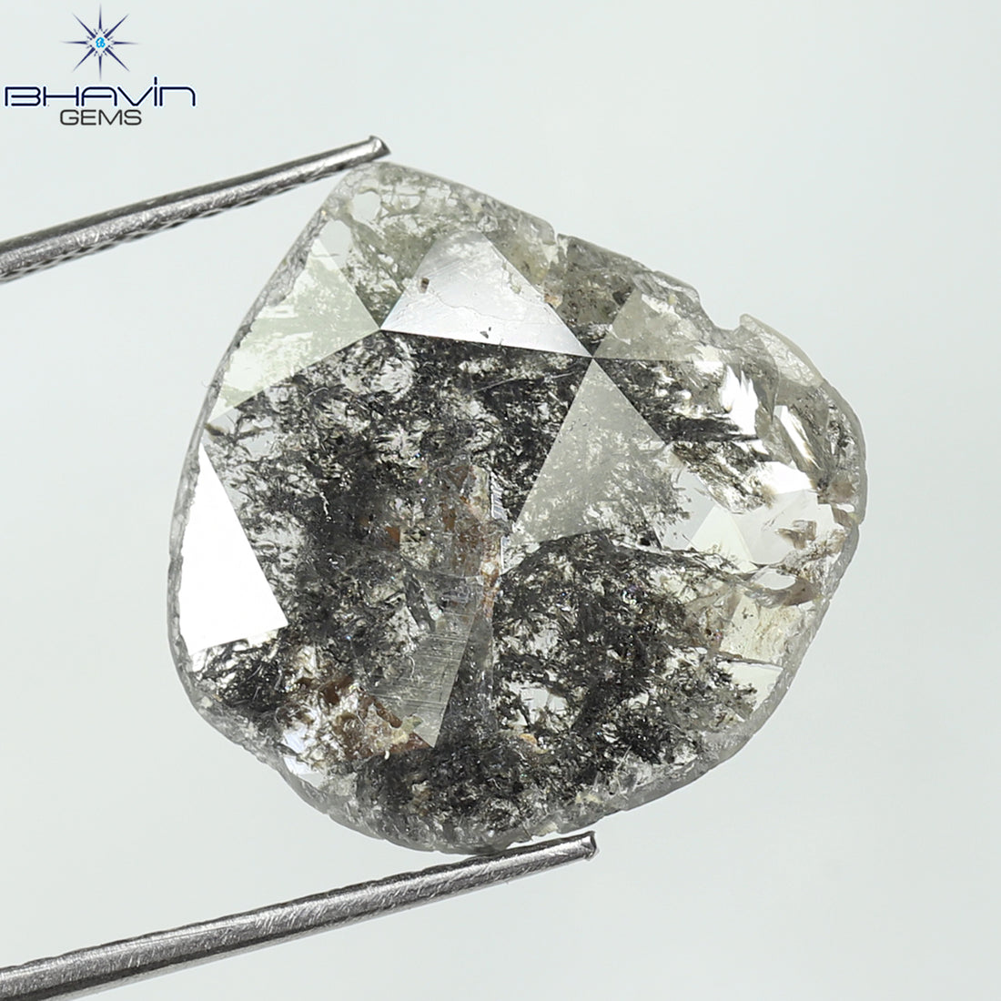 3.38 CT Natural Slice Diamond Salt And Pepper Color Clarity I3 (15.37 MM)