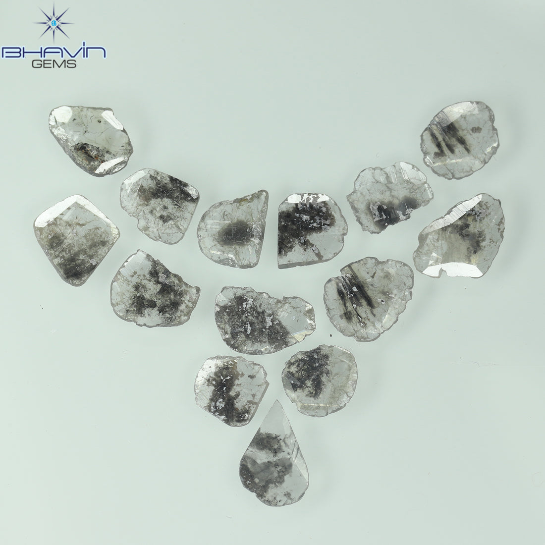 3.11 CT (14 Pcs) Slice Natural Diamond Salt And Pepper Color Clarity I3 (7.85 MM)