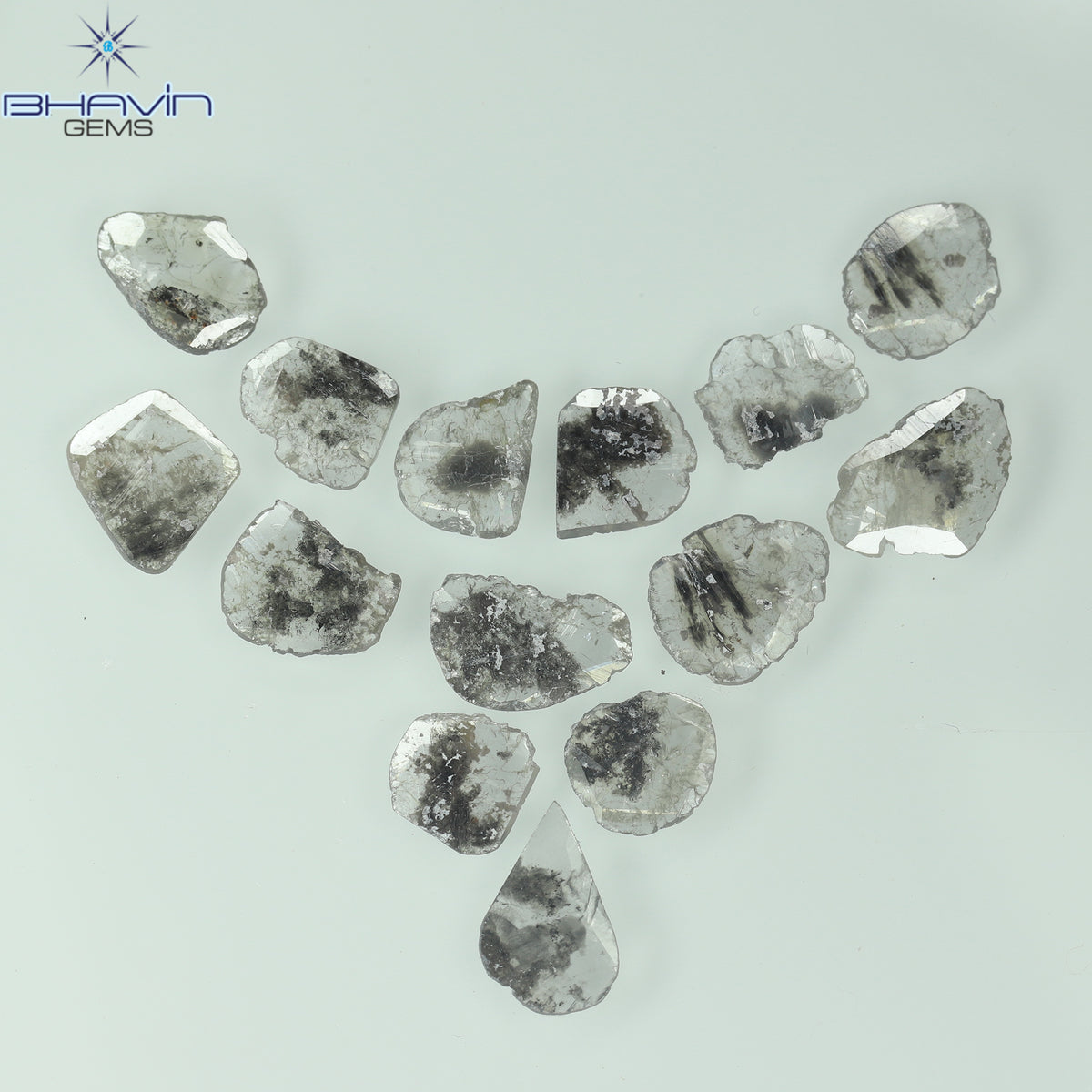 3.11 CT (14 Pcs) Slice Natural Diamond Salt And Pepper Color Clarity I3 (7.85 MM)