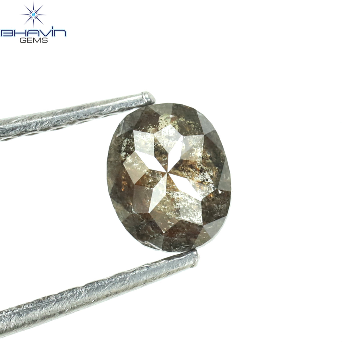 0.43 CT オーバルシェイプ ナチュラル ダイヤモンド ソルト アンド パッパー カラー I3 クラリティ (5.18 MM)