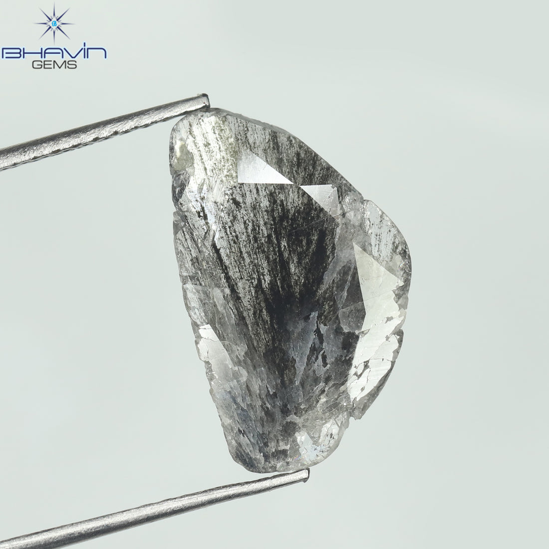 1.98 CT スライス シェイプ ナチュラル ダイヤモンド ソルト アンド ペッパー カラー I3 クラリティ (14.50 MM)