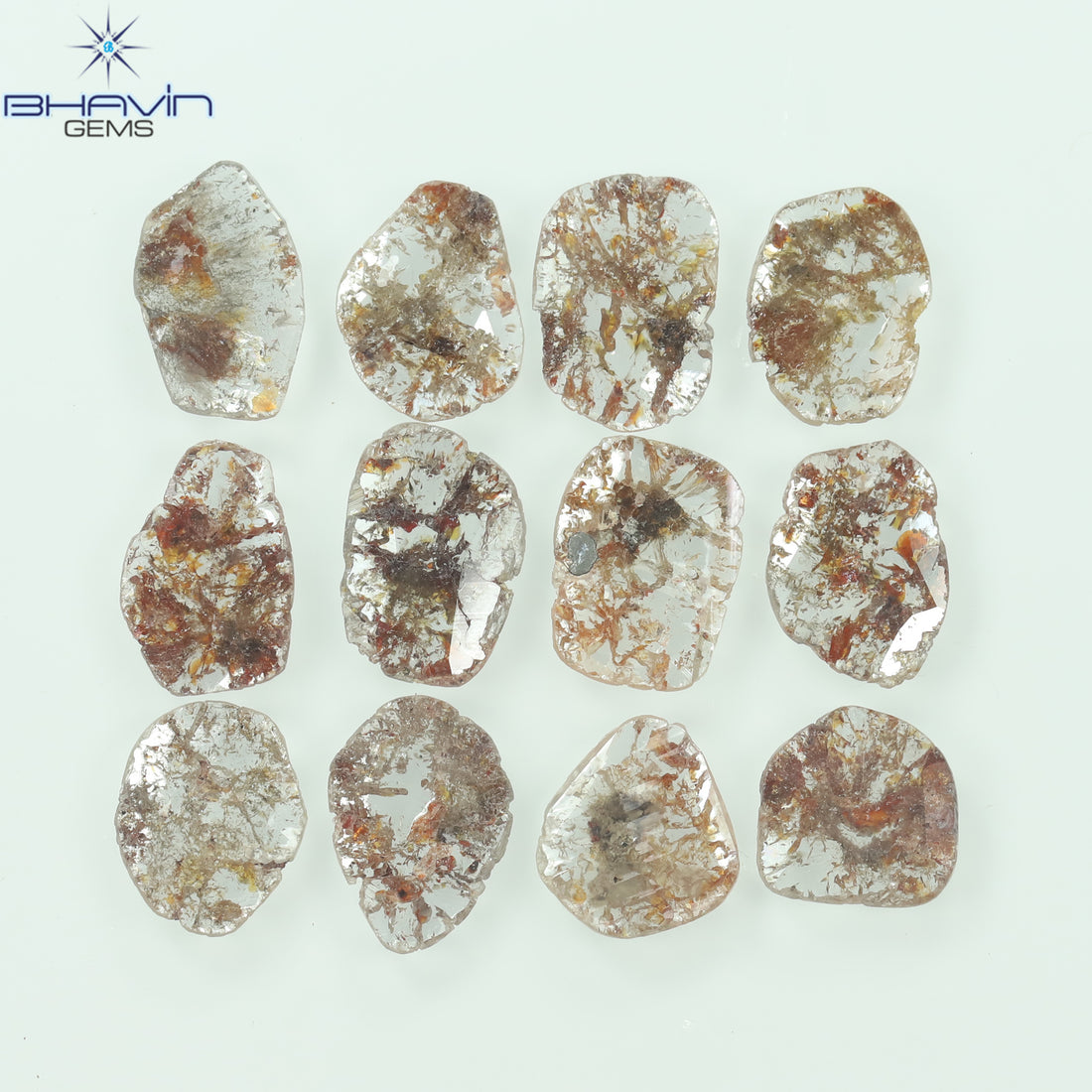 4.35 CT (12 Pcs) Slice Natural Diamond Brown Color Clarity I3 (8.34 MM)