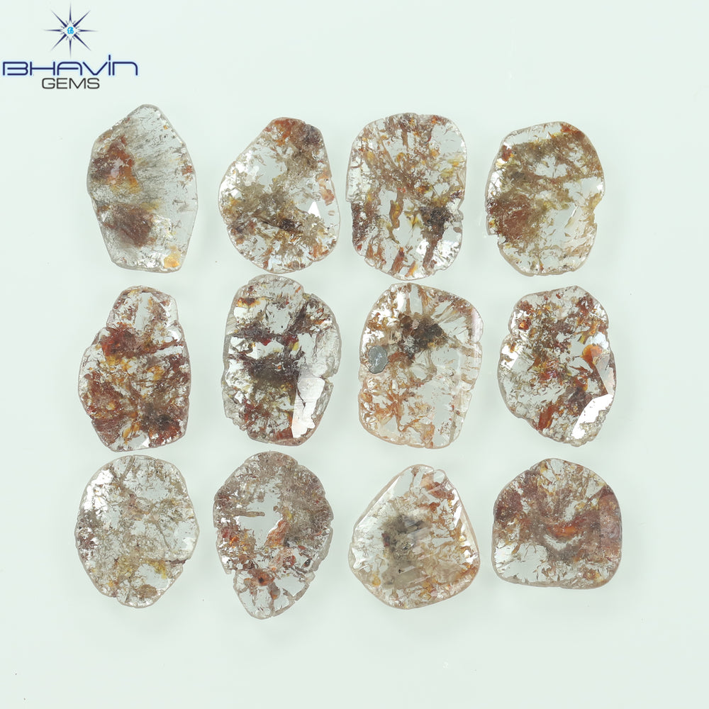 4.35 CT/12 Pcs Slice Shape Natural Loose Diamond Brown Color I3 Clarity (8.34 MM)