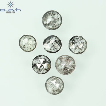 0.55 CT/7 Pcs Round Rose Cut Shape Natural Loose Diamond Salt And Pepper Color I3 Clarity (3.26 MM)