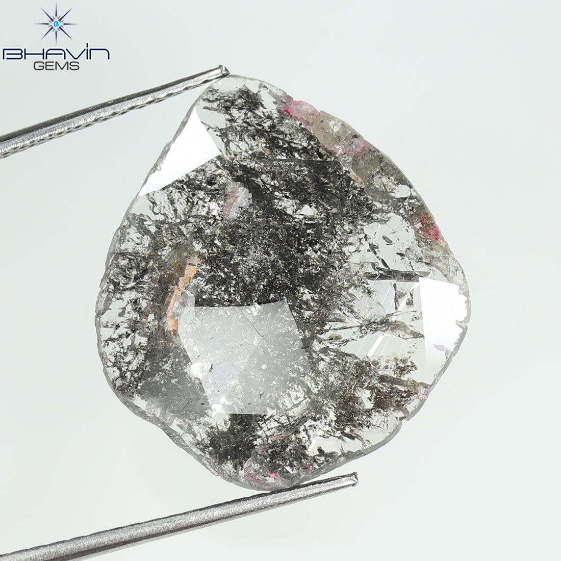 3.67 CT Natural Pear Slice Diamond Salt And Pepper Color Clarity I3 (17.07 MM)