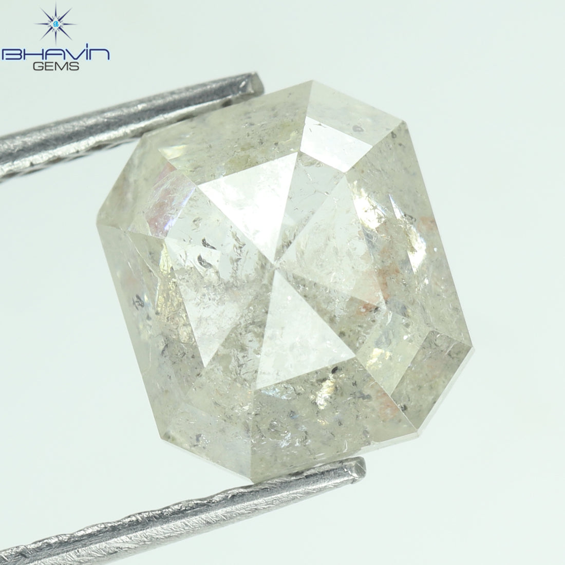 1.41 CT スクエア エメラルド ダイヤモンド ホワイト ソルト アンド ペッパー カラー クラリティ I3 (7.20 MM)