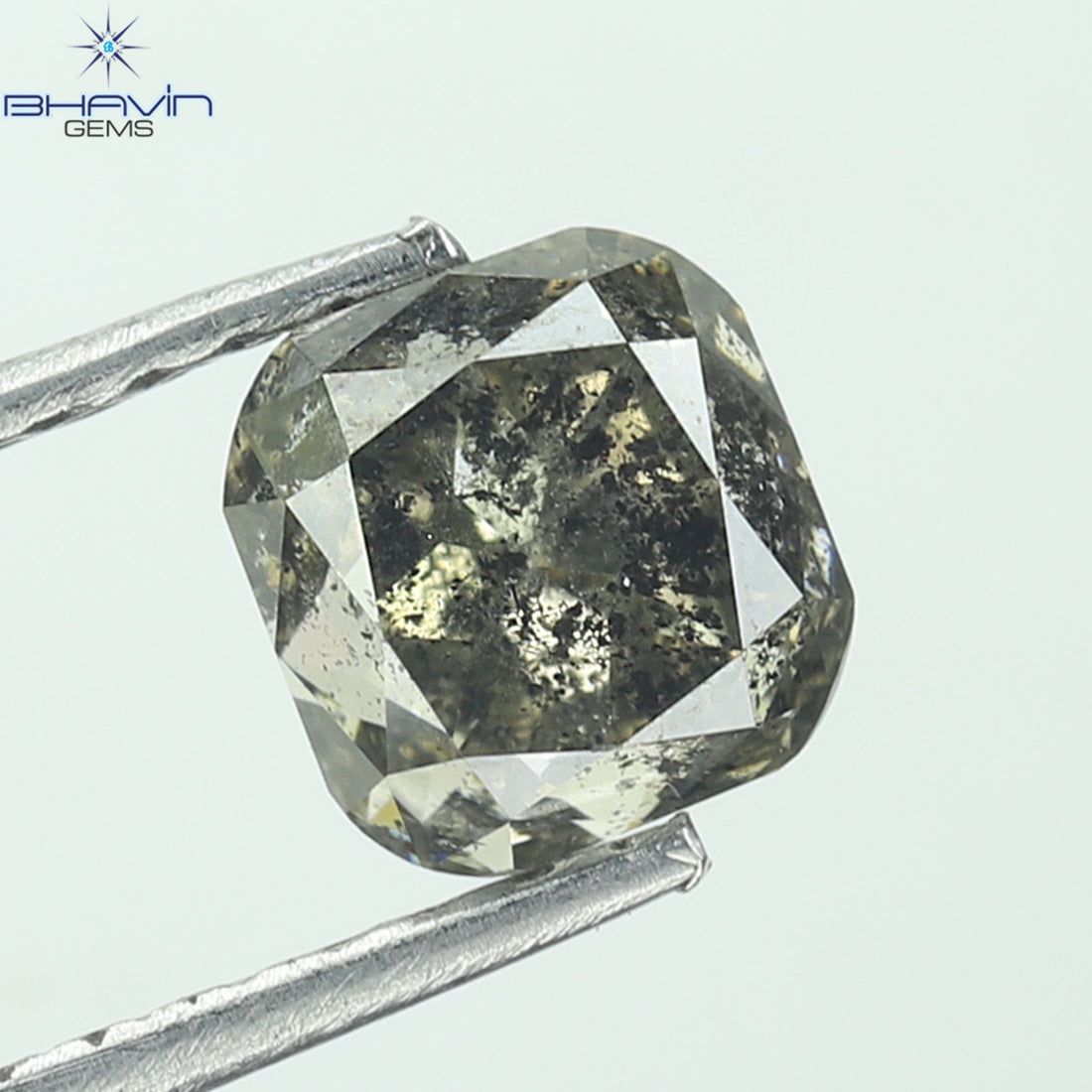 1.11 CT Natural Cushion Diamond Salt And Pepper Color Clarity I3 (5.09 MM)