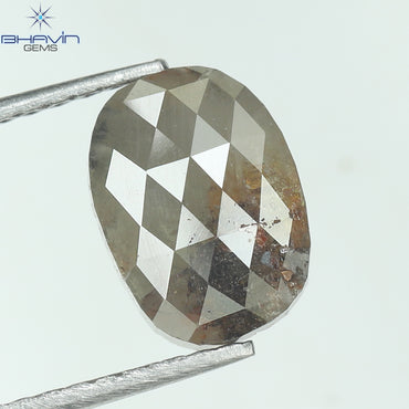 1.98 CT 楕円形 天然ダイヤモンド グレー色 I3 クラリティ (8.74 MM)