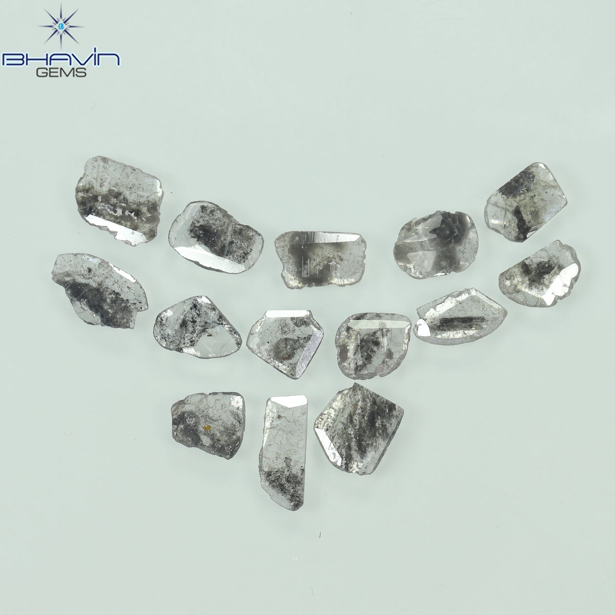 2.60 CT (14 Pcs) Slice Natural Diamond Salt And Pepper Color Clarity I3 (7.98 MM)