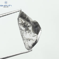 1.39 CT スライス形状 天然ダイヤモンド ソルト アンド ペッパー カラー I3 クラリティ (13.50 MM)