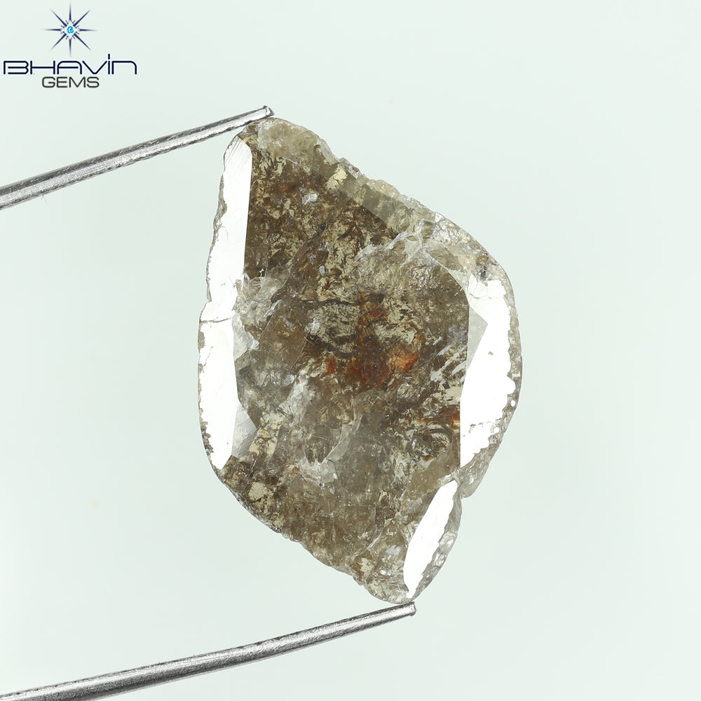 5.26 CT Slice Shape Natural Loose Diamond Brown Color I3 Clarity (23.05 MM)