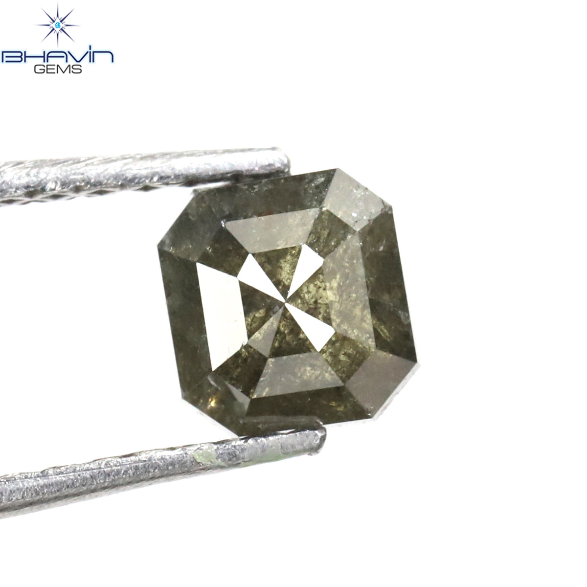0.89 CT Natural Asscher Diamond Salt And Pepper Color Clarity I3 (5.10 MM)