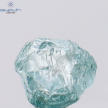 0.56 CT、ラフシェイプ、天然ダイヤモンド、緑がかった青色、SI2 クラリティ (4.40 MM)