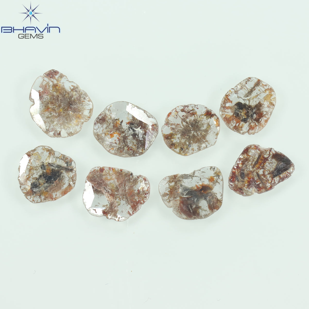 5.25 CT/8 ピース スライス シェイプ ナチュラル ルース ダイヤモンド ブラウン カラー I3 クラリティ (10.06 MM)