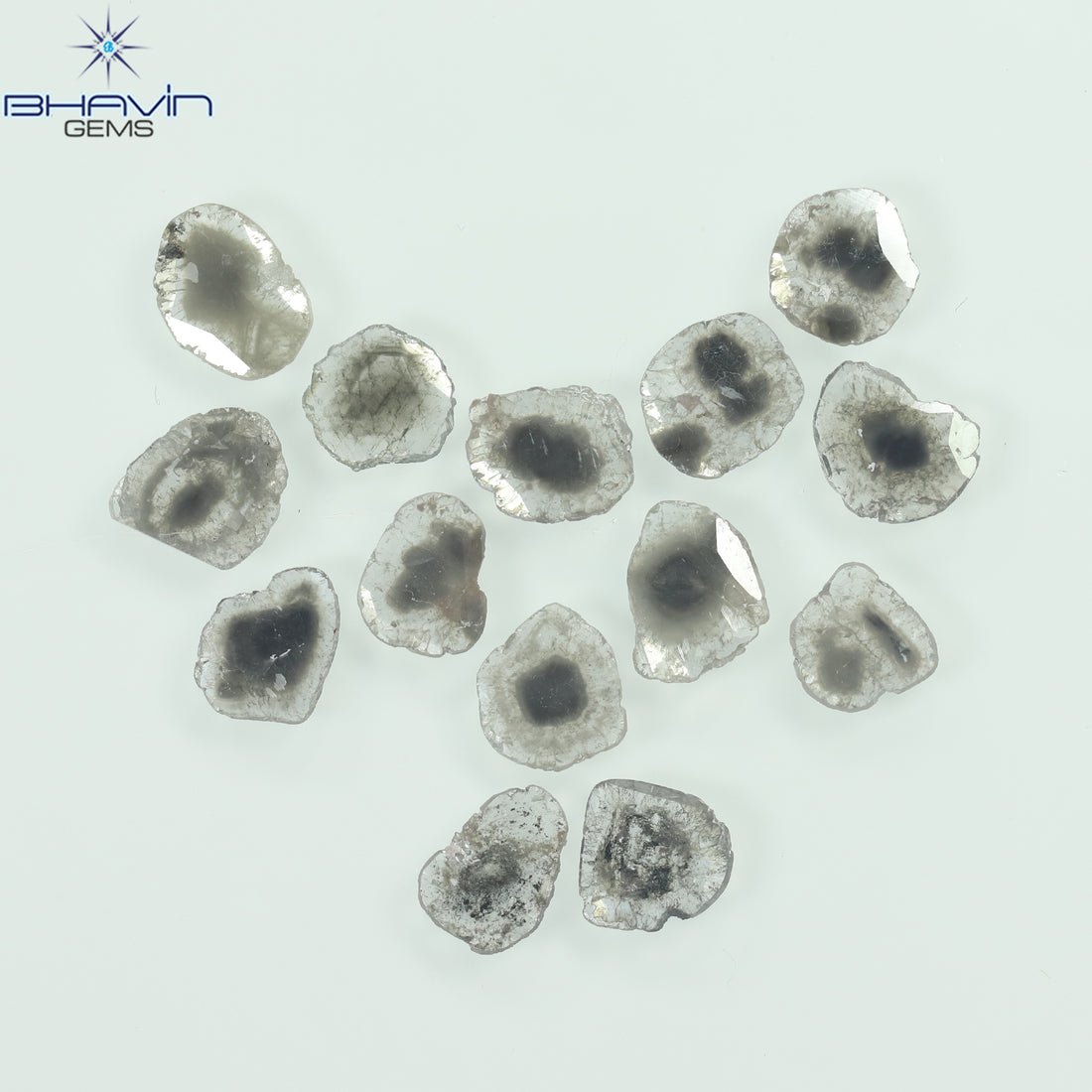 3.16 CT (14 Pcs) Slice Natural Diamond Salt And Pepper Color Clarity I3 (6.68 MM)