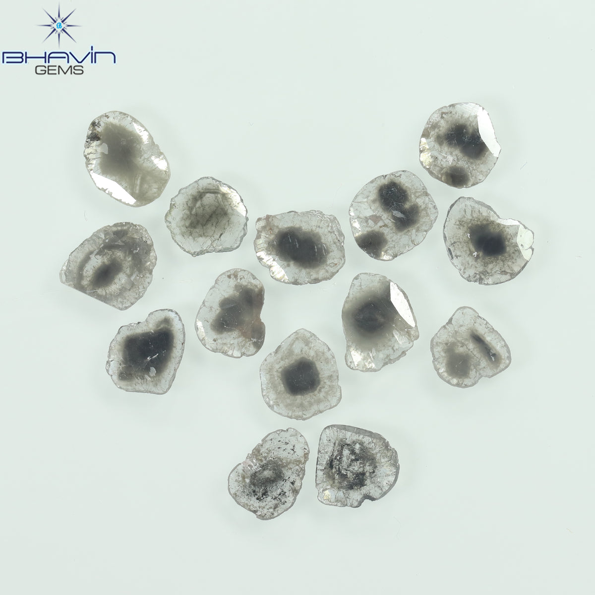 3.16 CT (14 Pcs) Slice Natural Diamond Salt And Pepper Color Clarity I3 (6.68 MM)